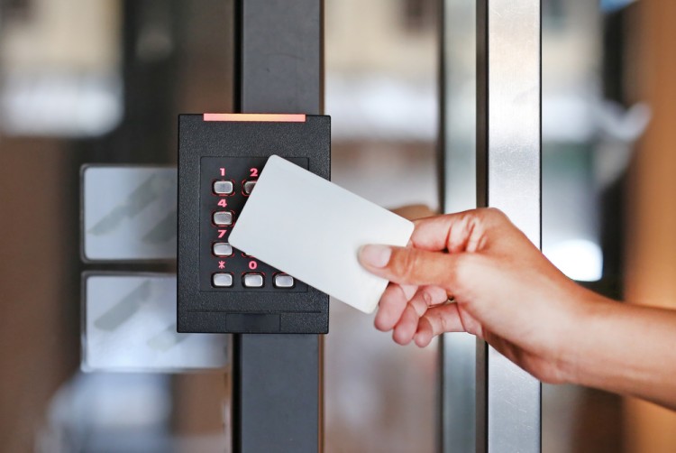 Man Using Access Control Security Card